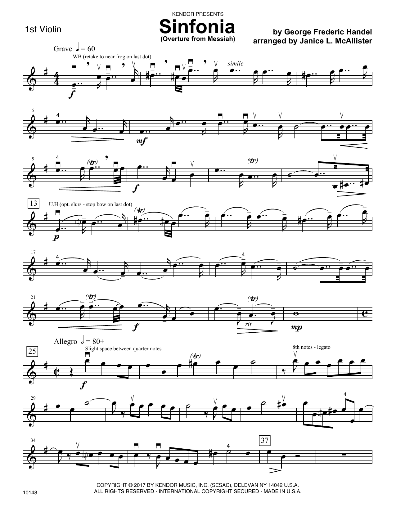 Download George Frideric Handel Sinfonia (Overture from Messiah) - 1st Sheet Music