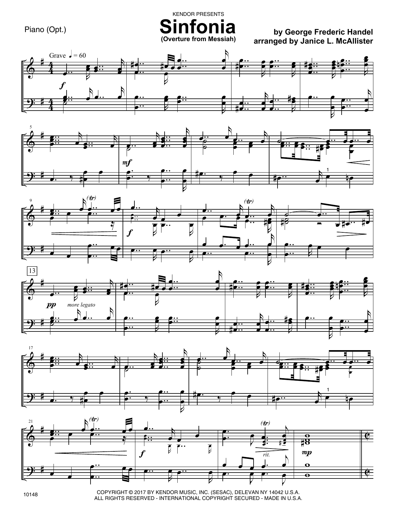 Download George Frideric Handel Sinfonia (Overture from Messiah) - Pian Sheet Music