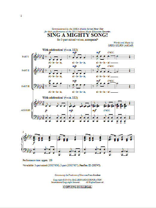 Download Greg Gilpin Sing A Mighty Song! Sheet Music
