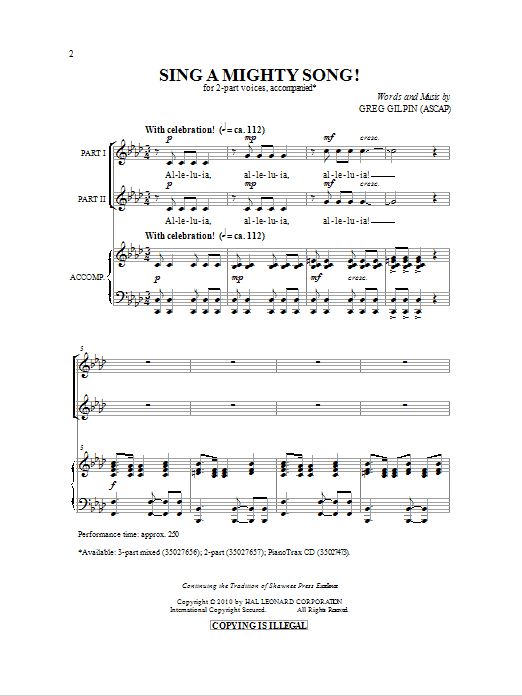 Download Greg Gilpin Sing A Mighty Song! Sheet Music