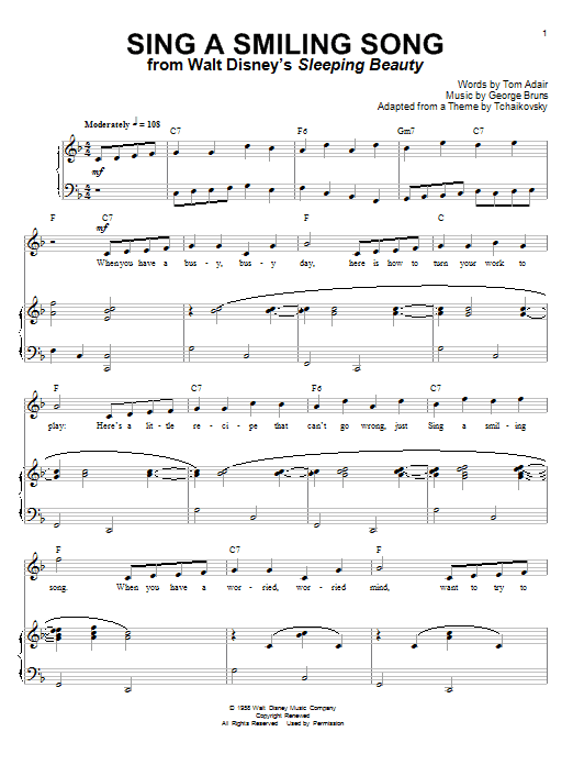 Download Tom Adair Sing A Smiling Song (from Sleeping Beau Sheet Music