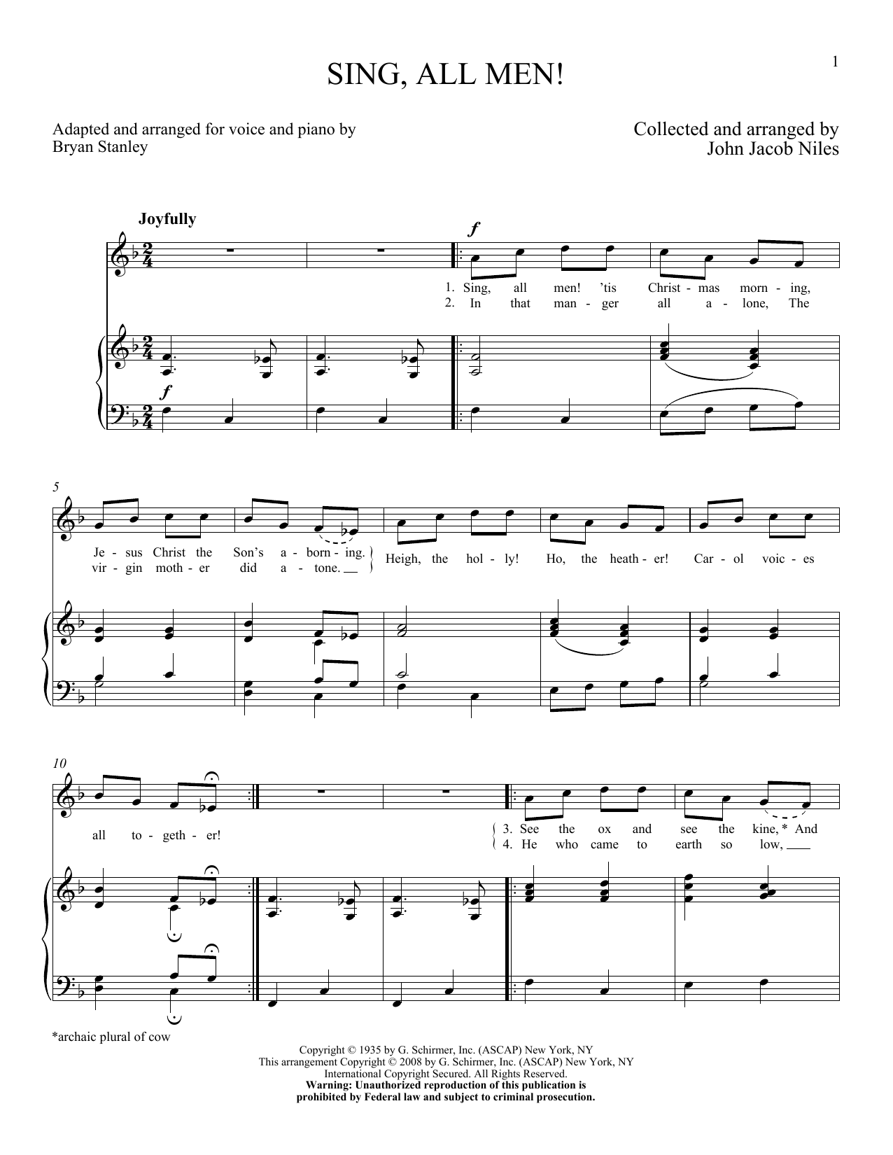 Download John Jacob Niles Sing, All Men! Sheet Music