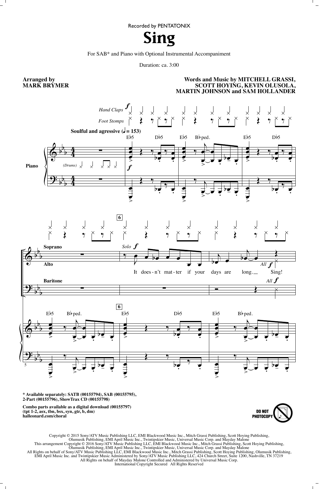 Download Pentatonix Sing (arr. Mark Brymer) Sheet Music