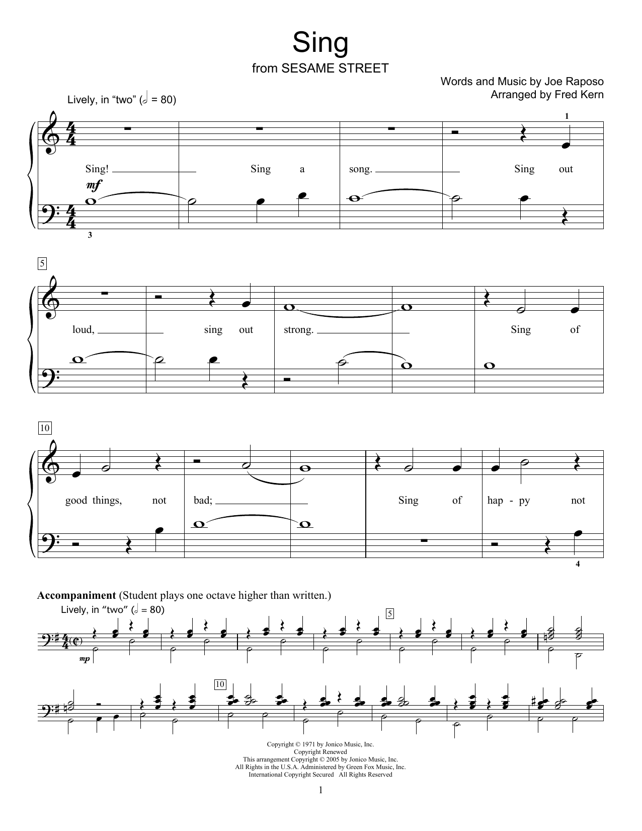Download Fred Kern Sing Sheet Music