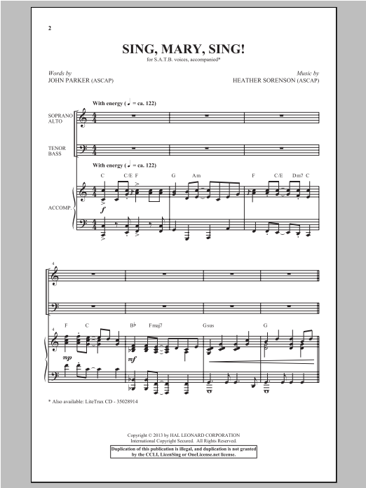 Download John Parker Sing, Mary Sing! (arr. Heather Sorenson Sheet Music