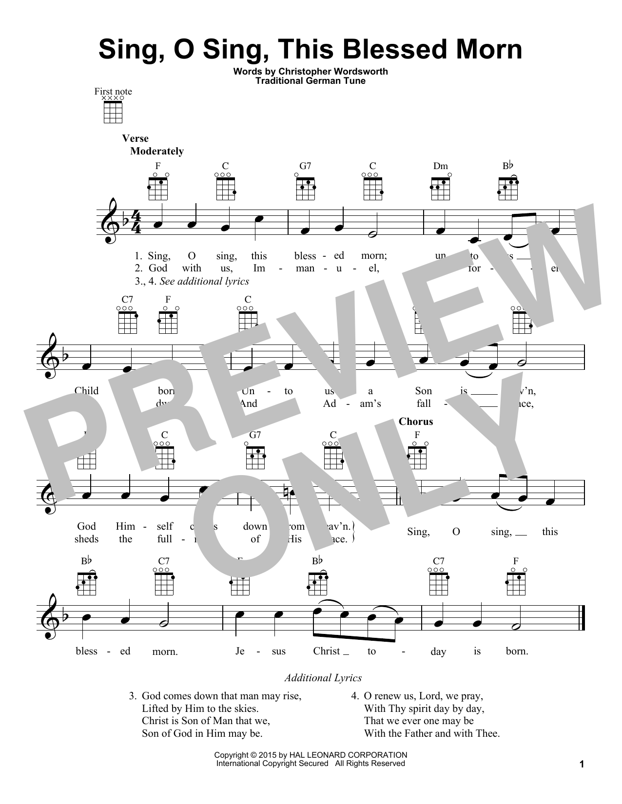 Download Traditional German Sing, O Sing, This Blessed Morn Sheet Music