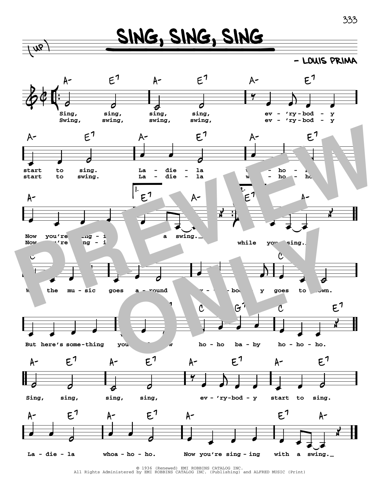 Download Benny Goodman Sing, Sing, Sing (Low Voice) Sheet Music