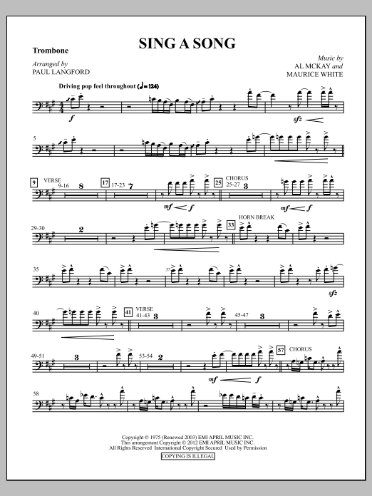 Download Paul Langford Sing A Song - Trombone Sheet Music