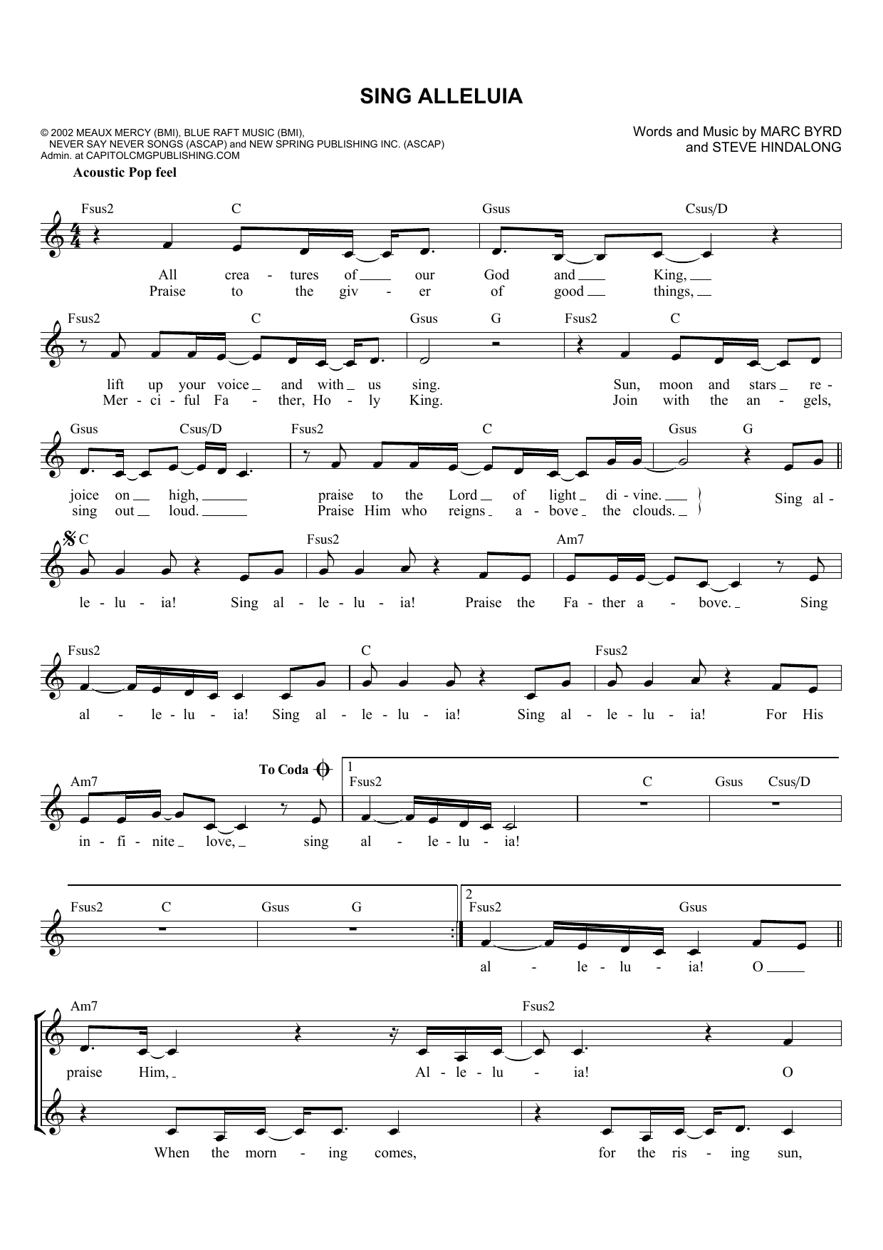 Download Marc Byrd Sing Alleluia Sheet Music