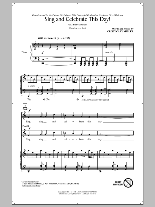 Download Cristi Cary Miller Sing And Celebrate This Day! Sheet Music