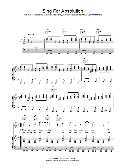 Download Muse Sing For Absolution Sheet Music