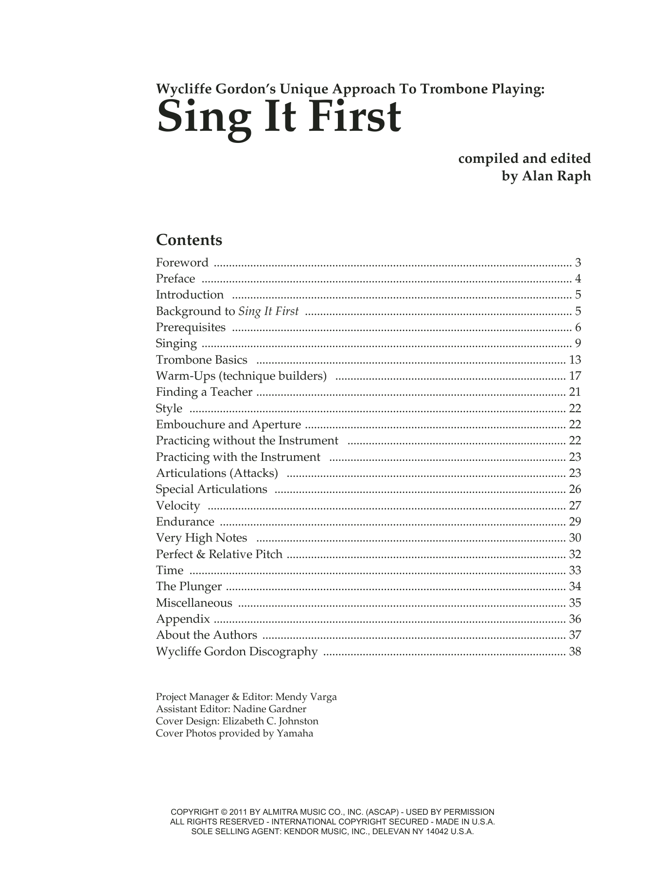Download Wycliffe Gordon Sing It First (Wycliffe Gordon's Unique Sheet Music