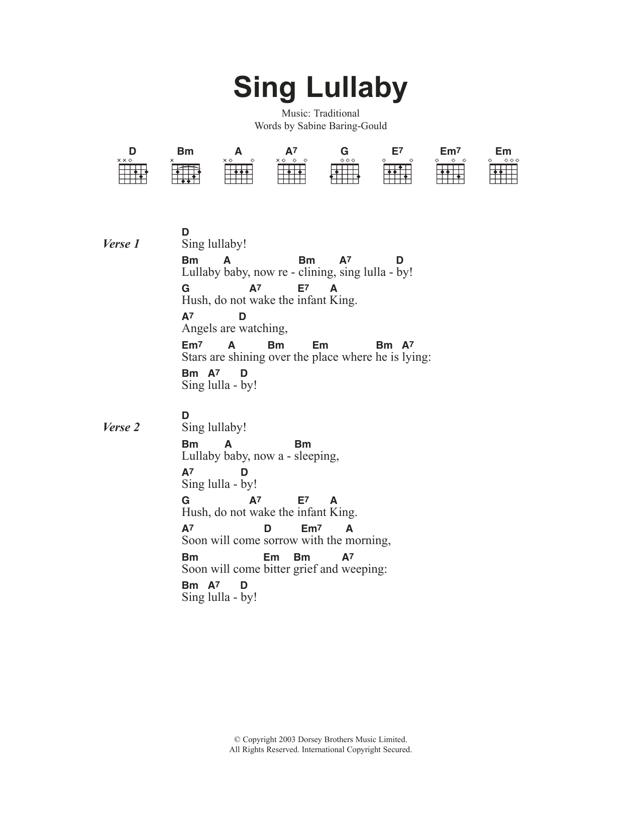 Download Traditional Carol Sing Lullaby Sheet Music