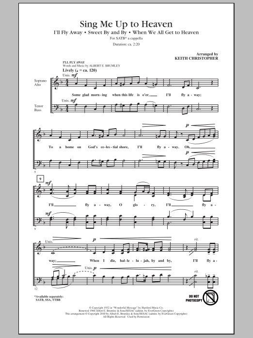 Download Keith Christopher Sing Me Up To Heaven (Medley) Sheet Music