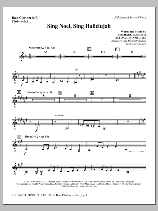 Download Keith Christopher Sing Noel, Sing Hallelujah - Bass Clari Sheet Music