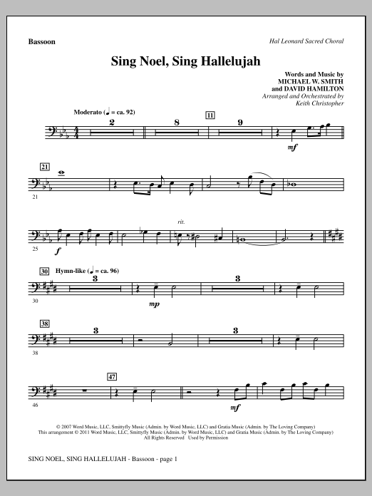 Download Keith Christopher Sing Noel, Sing Hallelujah - Bassoon Sheet Music