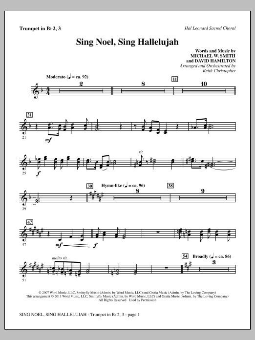 Download Keith Christopher Sing Noel, Sing Hallelujah - Bb Trumpet Sheet Music
