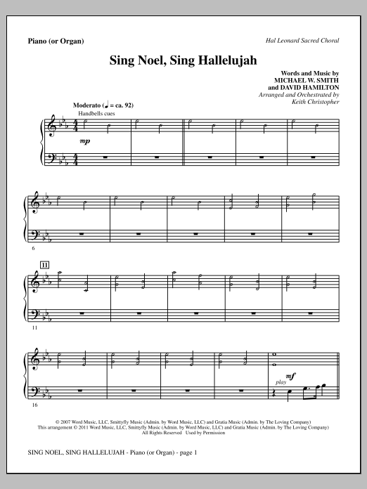 Download Keith Christopher Sing Noel, Sing Hallelujah - Piano or O Sheet Music