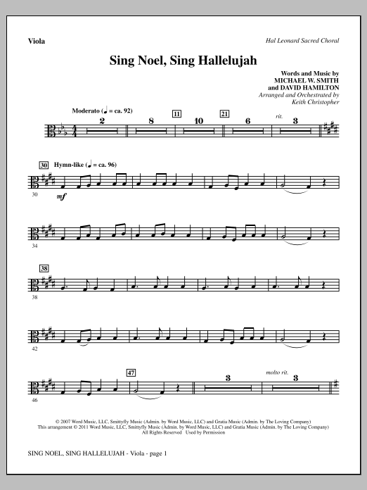 Download Keith Christopher Sing Noel, Sing Hallelujah - Viola Sheet Music