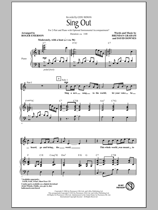 Download Roger Emerson Sing Out Sheet Music