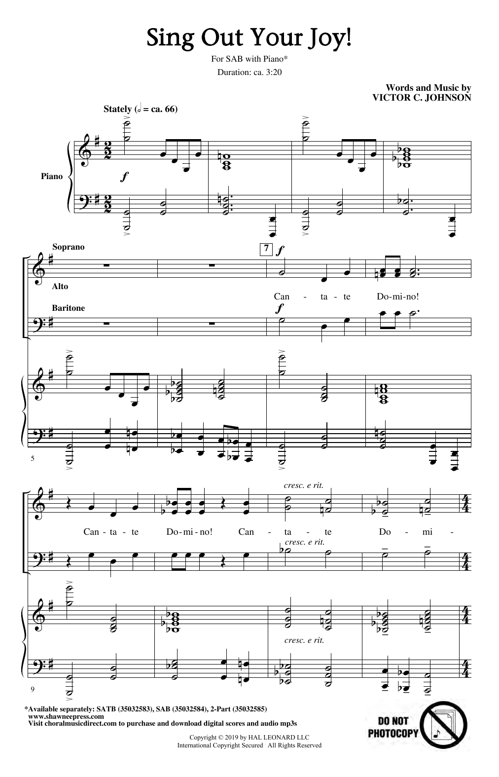 Download Victor C. Johnson Sing Out Your Joy! Sheet Music