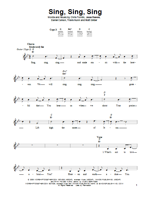 Download Chris Tomlin Sing Sing Sing Sheet Music