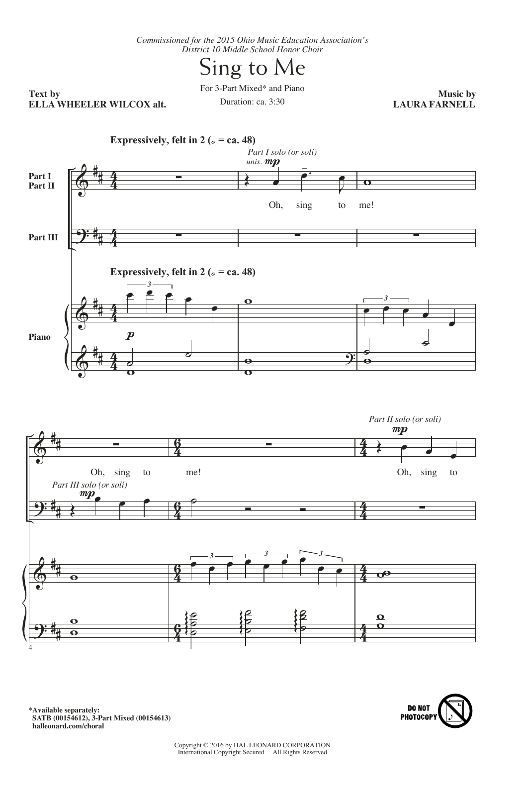 Download Laura Farnell Sing To Me Sheet Music