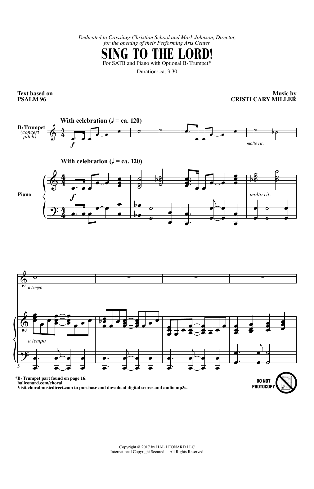 Download Cristi Cary Miller Sing To The Lord! Sheet Music