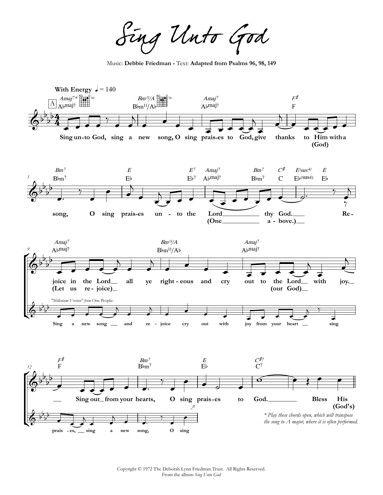 Download Debbie Friedman Sing Unto God Sheet Music