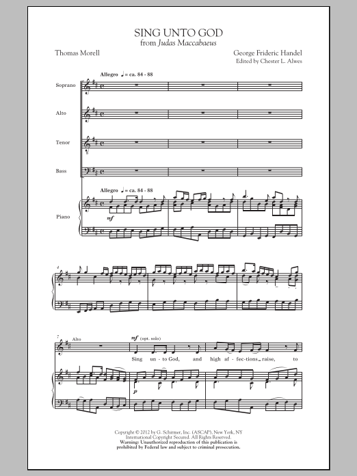 Download George Frideric Handel Sing Unto God Sheet Music
