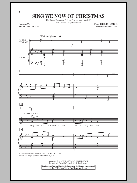 Download Mark Patterson Sing We Now Of Christmas Sheet Music