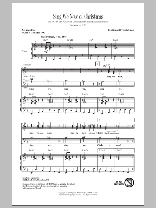 Download Traditional Carol Sing We Now Of Christmas (arr. Robert S Sheet Music