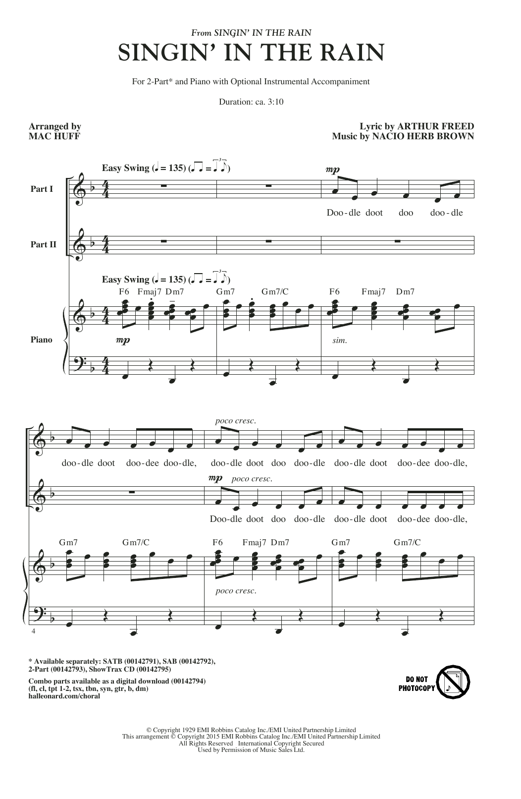 Download Gene Kelly Singin' In The Rain (arr. Mac Huff) Sheet Music