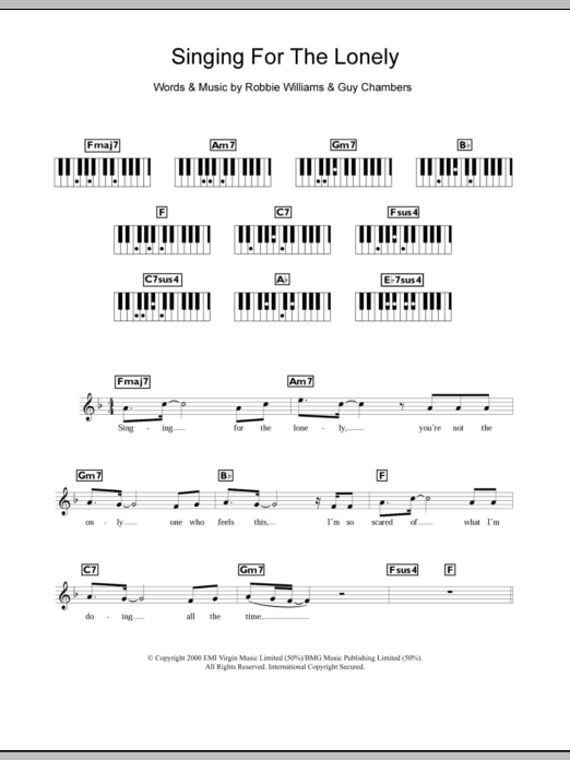 Download Robbie Williams Singing For The Lonely Sheet Music