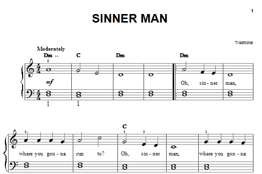 Download Traditional Sinner Man Sheet Music