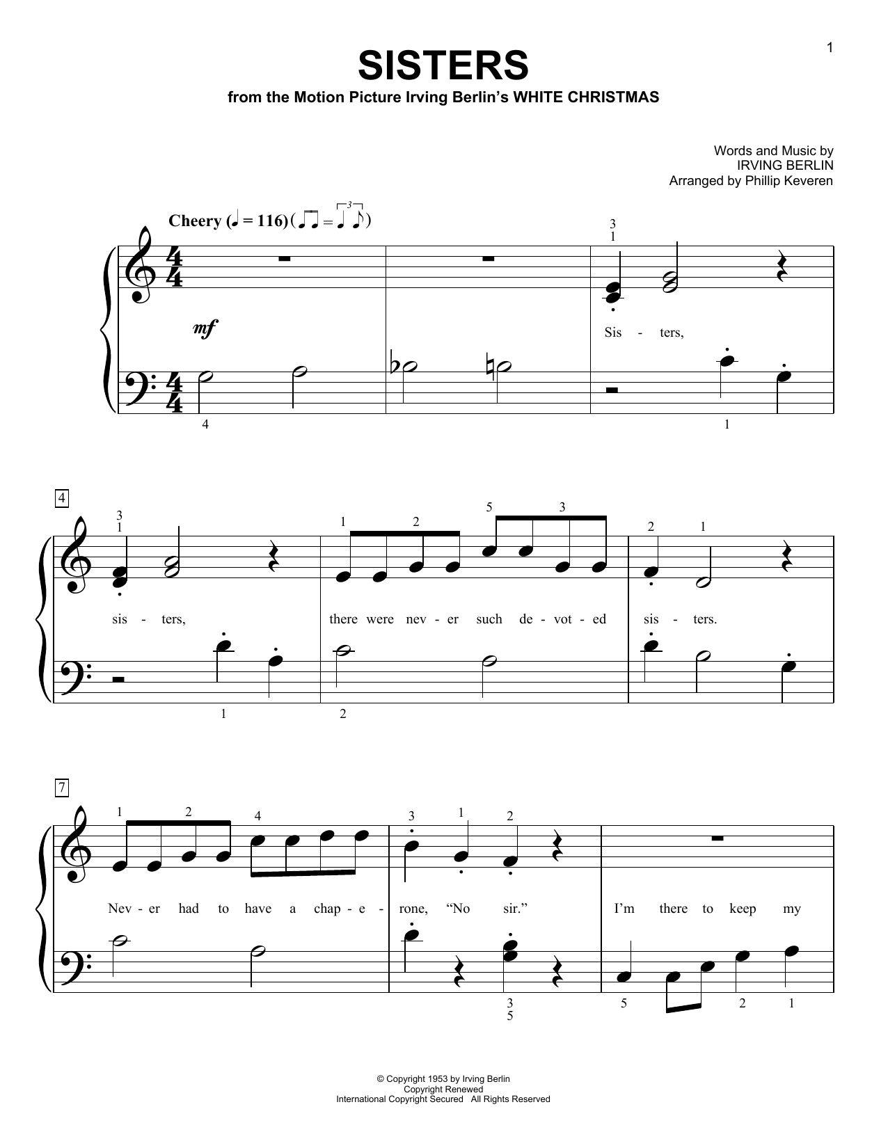 Download Irving Berlin Sisters (from White Christmas) (arr. Ph Sheet Music