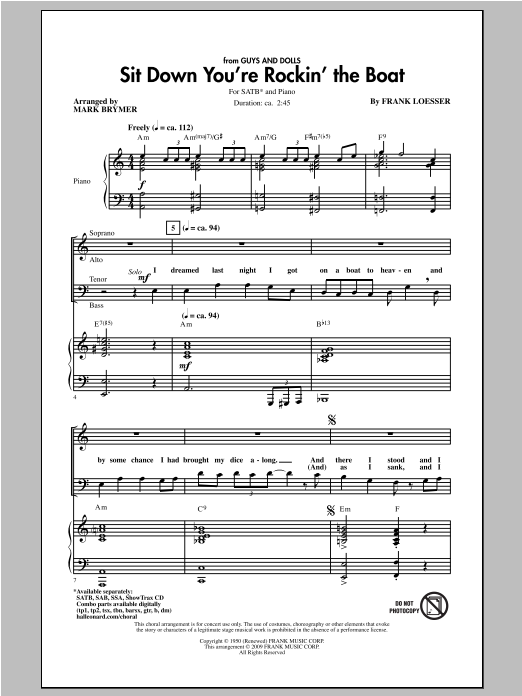 Download Mark Brymer Sit Down You're Rockin' The Boat Sheet Music
