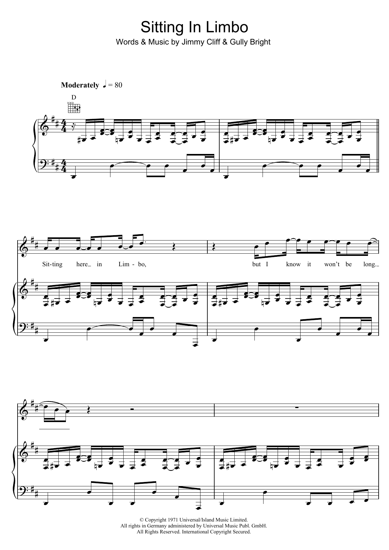 Download Jimmy Cliff Sitting In Limbo Sheet Music