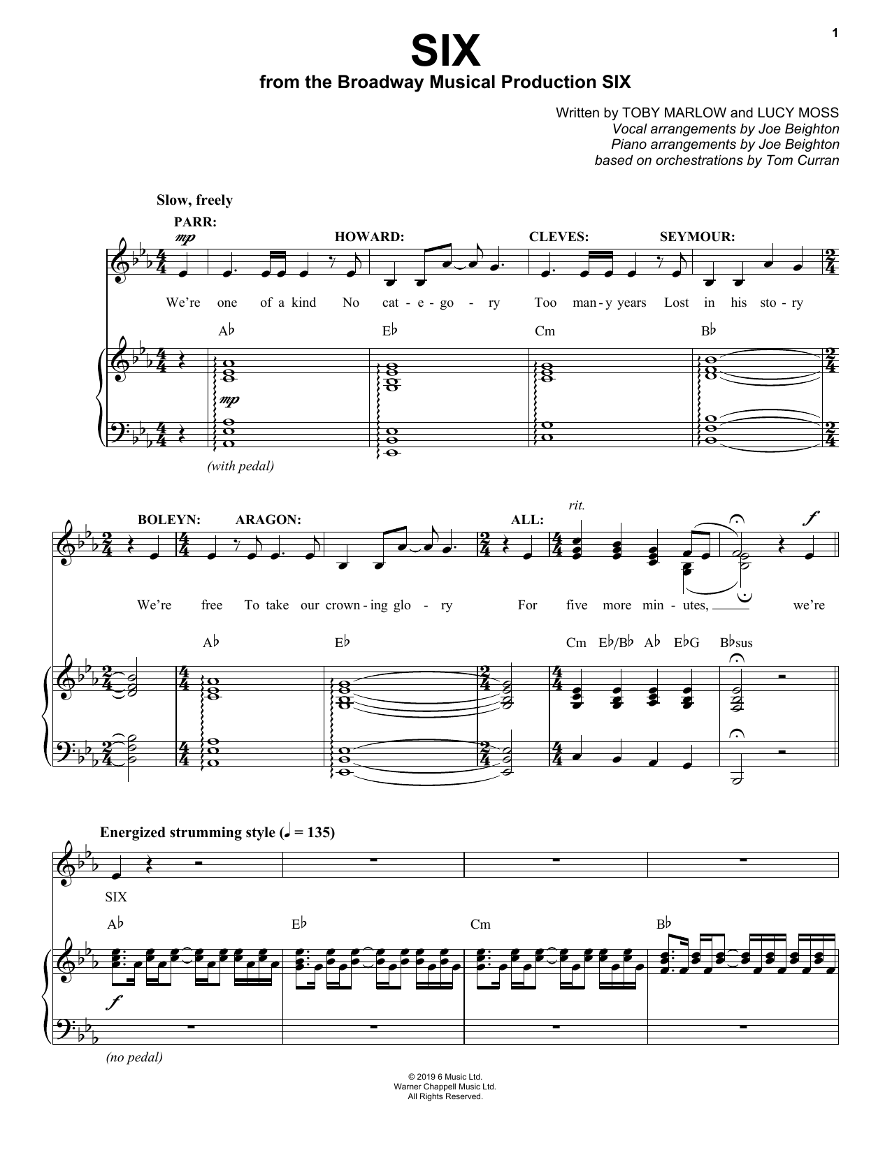 Download Toby Marlow & Lucy Moss Six (from Six: The Musical) Sheet Music