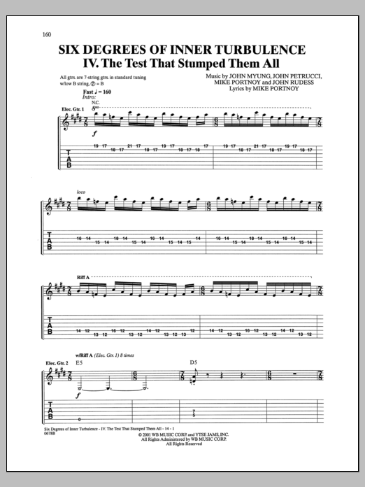 Download Dream Theater Six Degrees Of Inner Turbulence: IV. Th Sheet Music