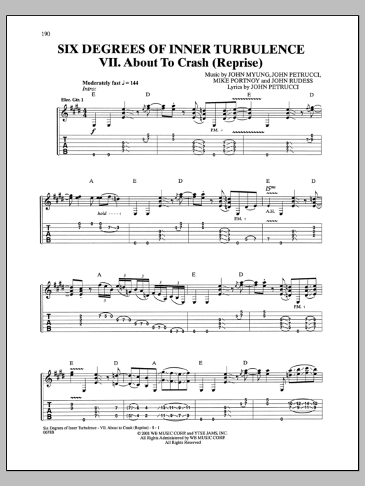 Download Dream Theater Six Degrees Of Inner Turbulence: VII. A Sheet Music