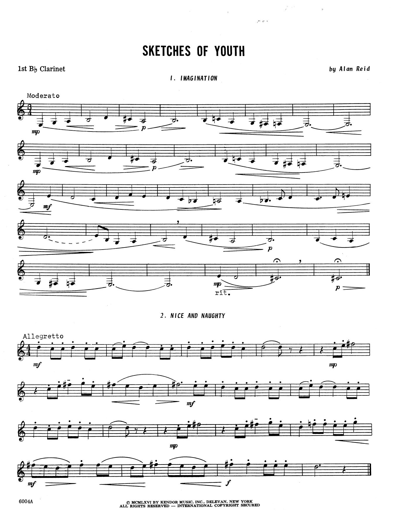 Download Reid Sketches Of Youth - 1st Bb Clarinet Sheet Music