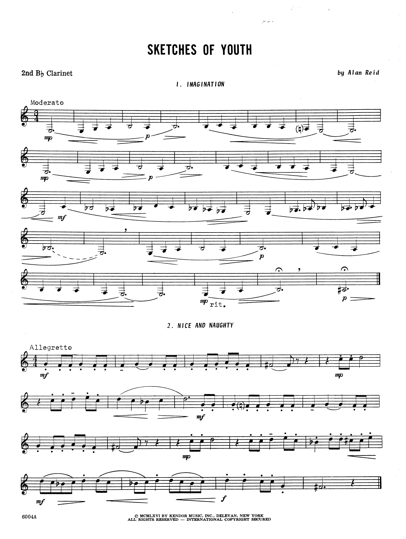 Download Reid Sketches Of Youth - 2nd Bb Clarinet Sheet Music