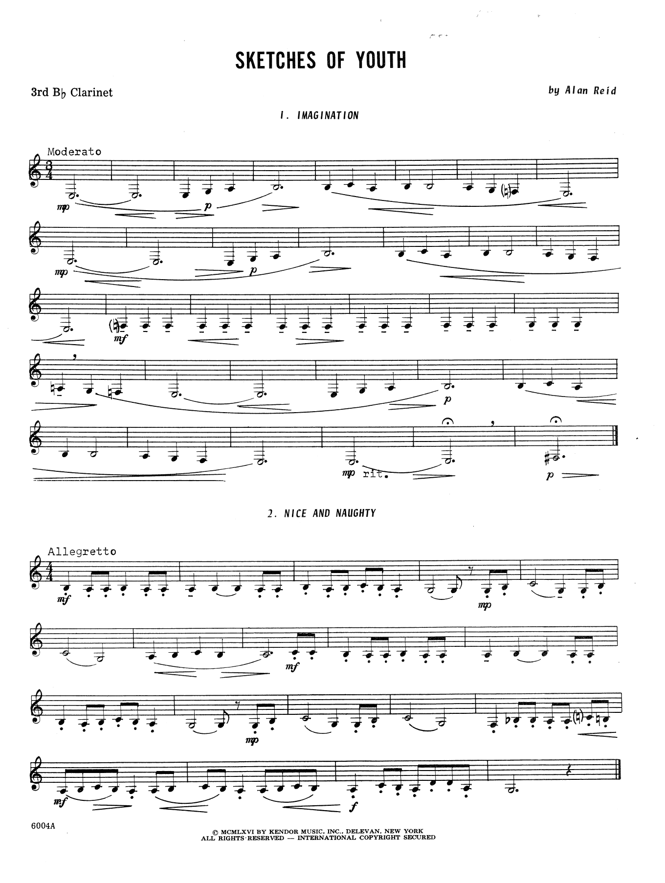 Download Reid Sketches Of Youth - 3rd Bb Clarinet Sheet Music