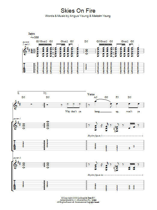 Download AC/DC Skies On Fire Sheet Music
