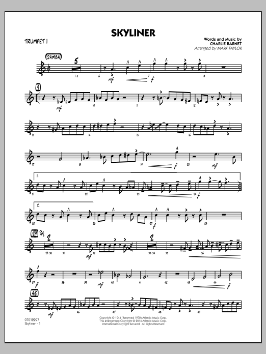Download Mark Taylor Skyliner - Trumpet 1 Sheet Music