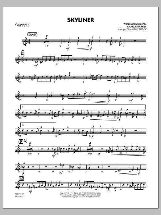 Download Mark Taylor Skyliner - Trumpet 3 Sheet Music