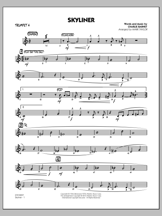 Download Mark Taylor Skyliner - Trumpet 4 Sheet Music