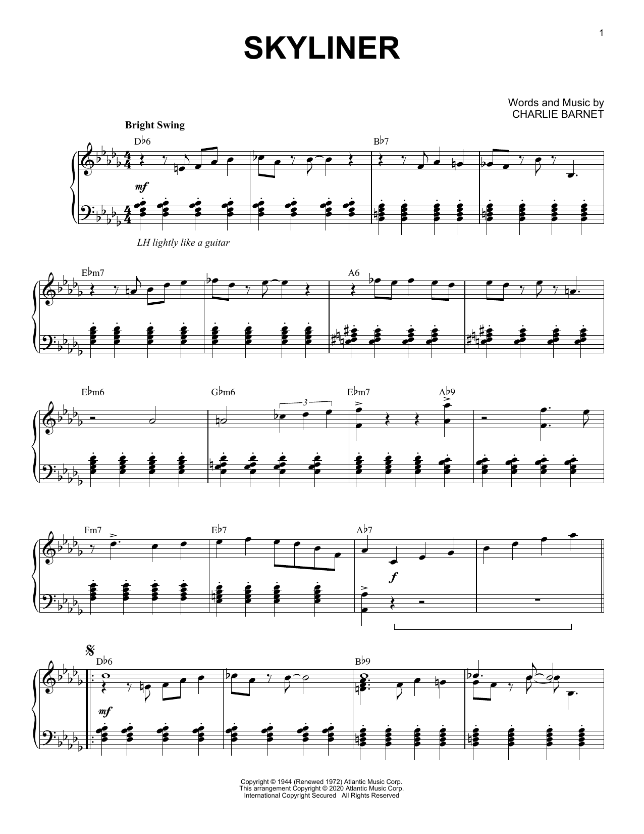 Download Charlie Barnet Skyliner [Jazz version] (arr. Brent Eds Sheet Music
