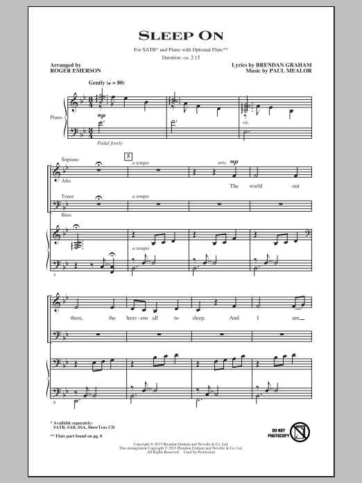 Download Paul Mealor Sleep On (arr. Roger Emerson) Sheet Music
